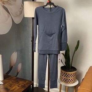 Goumi Kids Neutral Bamboo blend 4T Long Sleeve Cozy Pajama Set in Slate Blue